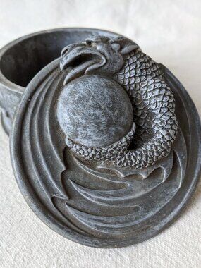 Vintage Dragon Resin Trinket Box by Vandor 1995